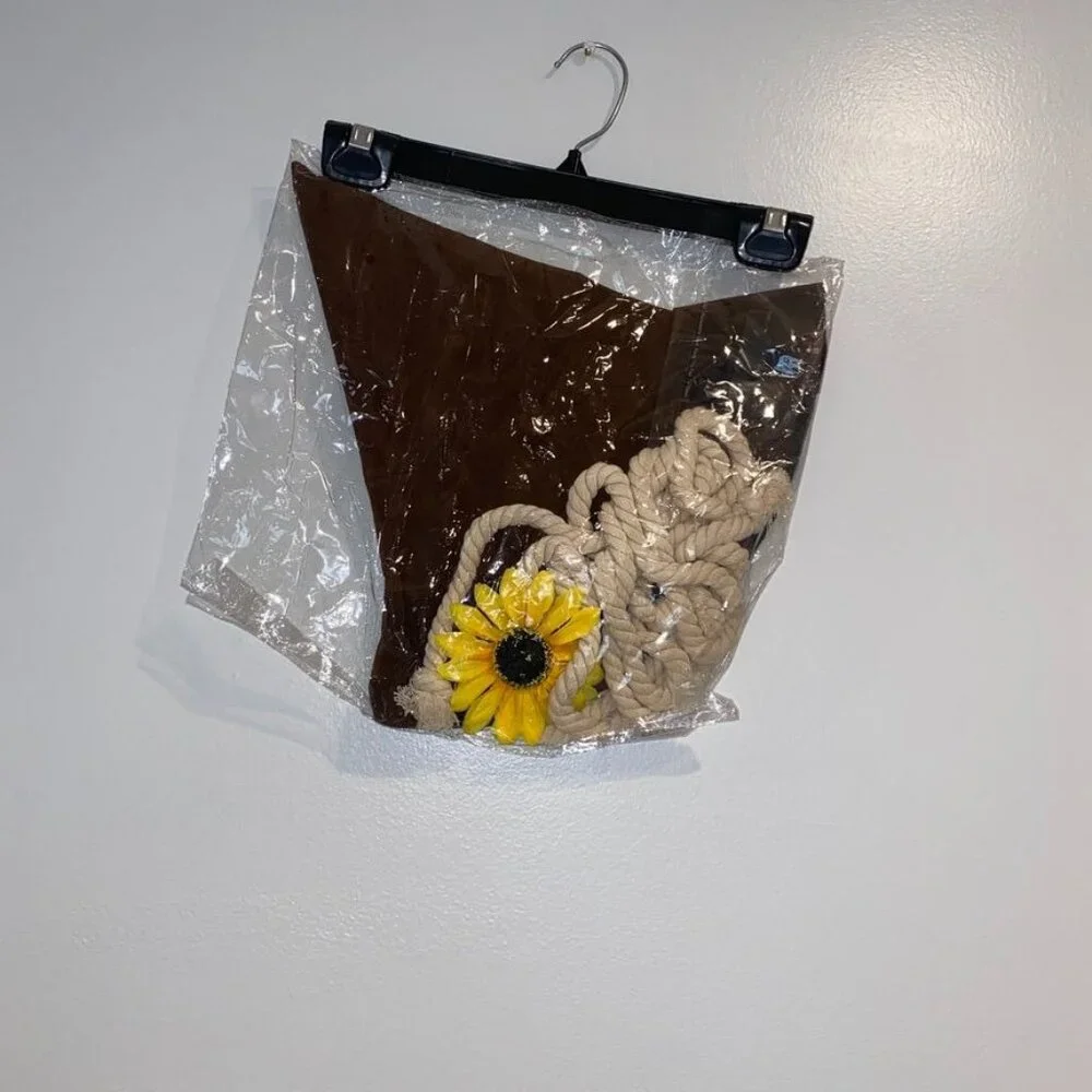 Girls Scarecrow Costume Sunflower Hat Brown Halloween Pumpkin Patch Small Cute
